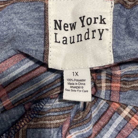 New York Laundry Plaid Red & Blue Flannel Style Tunic Plus Size 1X - Picture 8 of 10